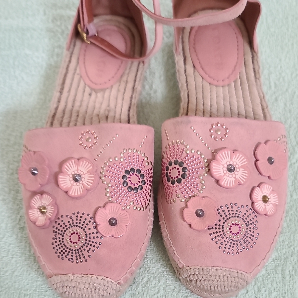 Coach Pink Sandals with Floral Details